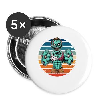 Zombie Vintage Coucher de soleil - Lot de 5 petits badges (25 mm) - blanc - Devant
