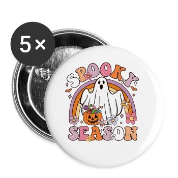 Spooky Season - Buttons klein 25 mm (5er Pack) - Weiß - Vorne