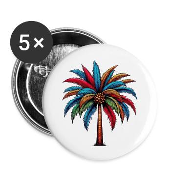 Palme - Buttons klein 25 mm (5er Pack) - Weiß - Vorne