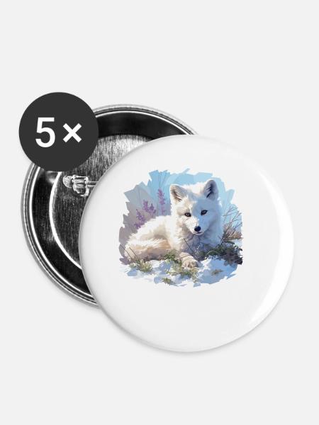 Arctic Fox Polarfüchse Polarfuchs - Buttons klein 25 mm (5er Pack) - Weiß