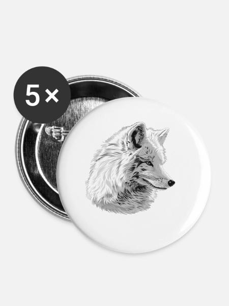 Arctic Fox Polarfüchse Polarfuchs - Buttons klein 25 mm (5er Pack) - Weiß