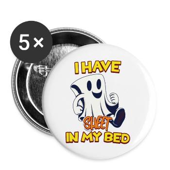 Lustiger Geister Spruch il y a un drap dans mon lit - Lot de 5 petits badges (25 mm) - blanc - Devant
