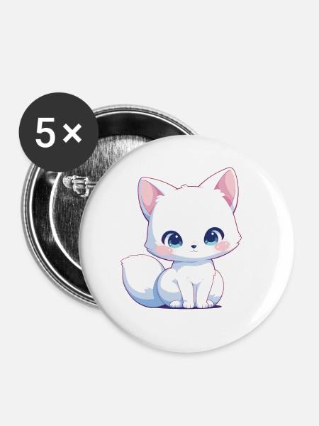 Arctic Fox Polarfüchse Polarfuchs - Buttons klein 25 mm (5er Pack) - Weiß