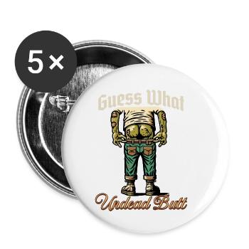 Halloween Dekoration Untoter Lustiger Hintern - Buttons klein 25 mm (5er Pack) - Weiß - Vorne
