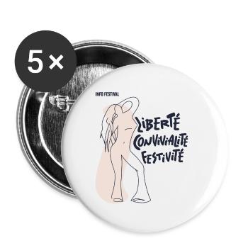 Feel Free Girl - Lot de 5 petits badges (25 mm) - blanc - Devant