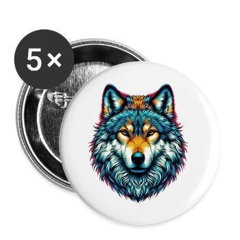Wolf - Buttons klein 25 mm (5er Pack) - Weiß - Vorne
