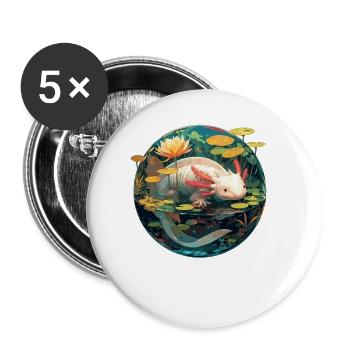 Axolotl - Buttons klein 25 mm (5er Pack) - Weiß - Vorne
