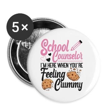Conseiller scolaire Pun Cookie School - Lot de 5 petits badges (25 mm) - blanc - Devant