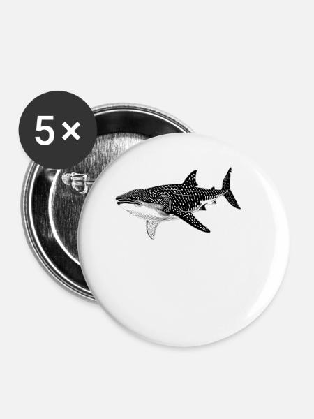 Whale Shark Walhaie Walhai - Buttons klein 25 mm (5er Pack) - Weiß