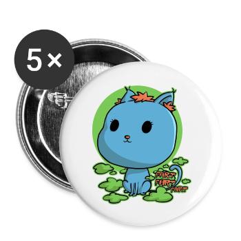 Kawaii kitten, but farting - Buttons small 1''/25 mm (5-pack) - white - Front
