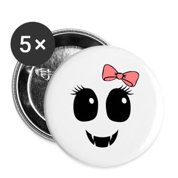 Geistergesicht Vampirzähne - Buttons klein 25 mm (5er Pack) - Weiß - Vorne