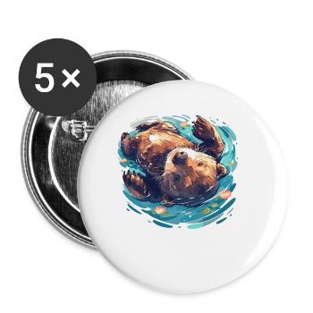 Beaver Biber - Lot de 5 petits badges (25 mm) - blanc - Devant