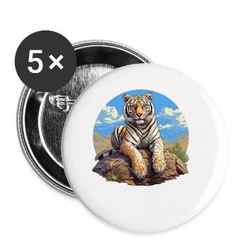 Tiger - Buttons klein 25 mm (5er Pack) - Weiß - Vorne