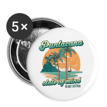 puntacana State of Mind Vintage Beach - Buttons small 1''/25 mm (5-pack) - white - Front