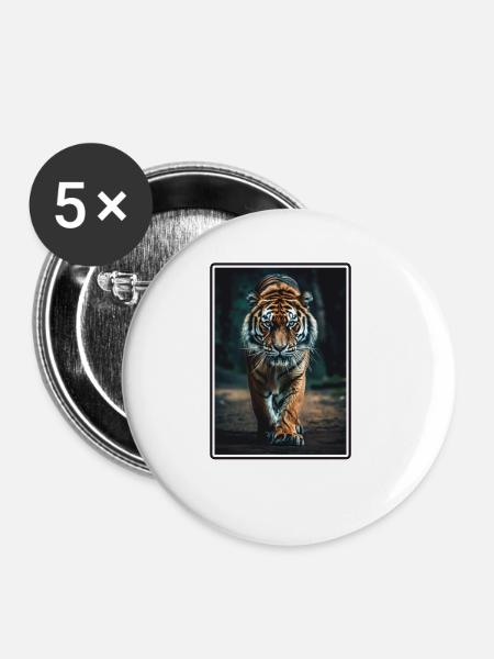 Tiger - Buttons klein 25 mm (5er Pack) - Weiß