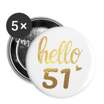 Hallo 51 Gold - Buttons klein 25 mm (5er Pack) - Weiß - Vorne
