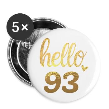 Hello 93 gold - Buttons small 1''/25 mm (5-pack) - white - Front