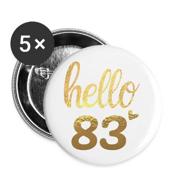 Hello 83 gold - Buttons small 1''/25 mm (5-pack) - white - Front