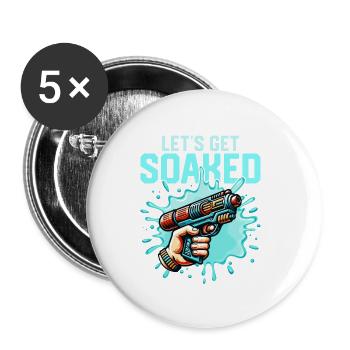Let's Get Soaked Squirt Gun Summer Water Fun - Buttons small 1''/25 mm (5-pack) - white - Front
