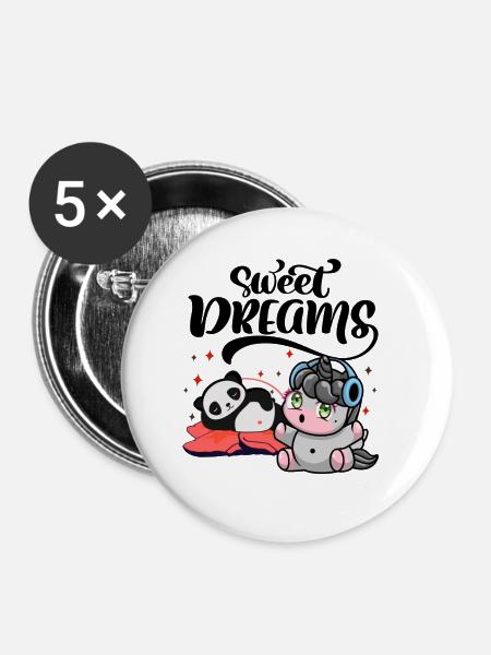 Kawaii Träume süss - Buttons klein 25 mm (5er Pack) - Weiß