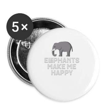 Elefanten machen mich glücklich T-Shirt - Wortspiel Tierliebhaber - Buttons klein 25 mm (5er Pack) - Weiß - Vorne