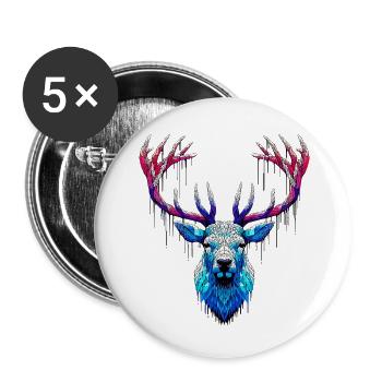 Cerf des glaces - Lot de 5 petits badges (25 mm) - blanc - Devant