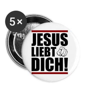 Jesus loves you - Buttons small 1''/25 mm (5-pack) - white - Front
