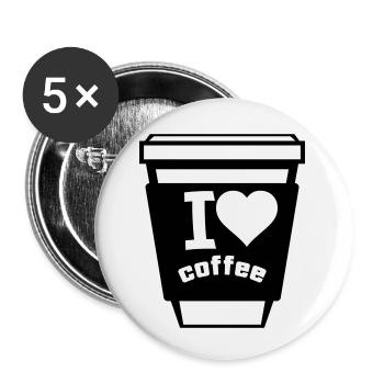 i love coffee 1 - Buttons klein 25 mm (5er Pack) - Weiß - Vorne