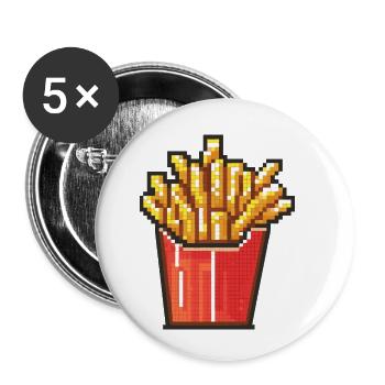 Icône pixel des frites Français - Lot de 5 petits badges (25 mm) - blanc - Devant