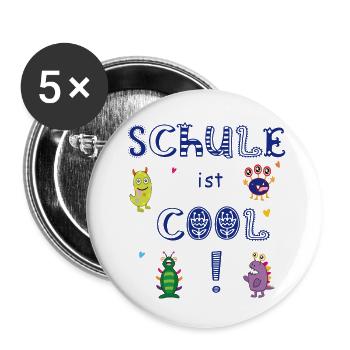Schule ist Cool Einschulung - Buttons klein 25 mm (5er Pack) - Weiß - Vorne