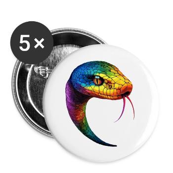 Serpent Python Cobra Mamba Serpent à sonnettes Serpent - Lot de 5 petits badges (25 mm) - blanc - Devant