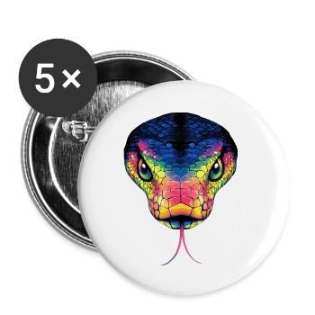 Serpent Python Cobra Mamba Serpent à sonnettes Serpent - Lot de 5 petits badges (25 mm) - blanc - Devant