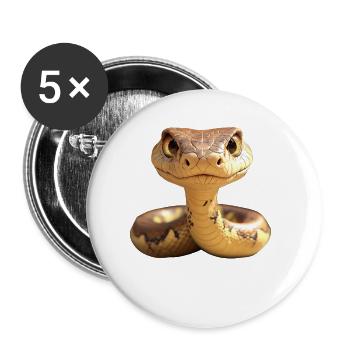 Serpent Python Cobra Mamba Serpent à sonnettes Serpent - Lot de 5 petits badges (25 mm) - blanc - Devant