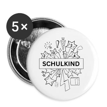 Einschulung 2024 - Buttons klein 25 mm (5er Pack) - Weiß - Vorne