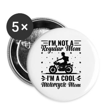 Je ne suis pas une maman ordinaire Je suis une maman de moto cool - Lot de 5 petits badges (25 mm) - blanc - Devant