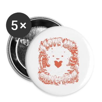 J’aime mon ami goule mignon fantôme Halloween - Lot de 5 petits badges (25 mm) - blanc - Devant