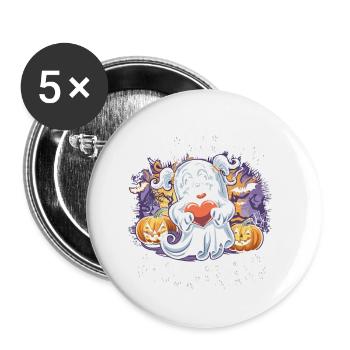 J’aime mon ami goule mignon fantôme Halloween - Lot de 5 petits badges (25 mm) - blanc - Devant