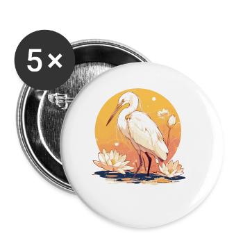 Heron Reiher - Buttons klein 25 mm (5er Pack) - Weiß - Vorne