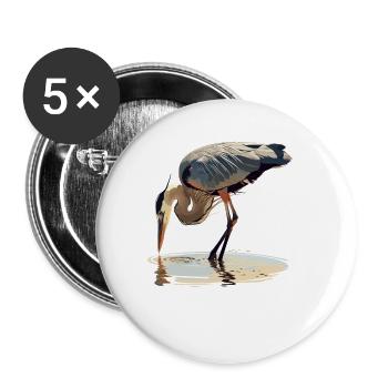 Heron Reiher - Buttons klein 25 mm (5er Pack) - Weiß - Vorne