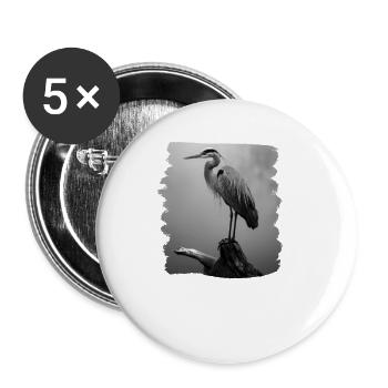 Heron Reiher - Buttons klein 25 mm (5er Pack) - Weiß - Vorne