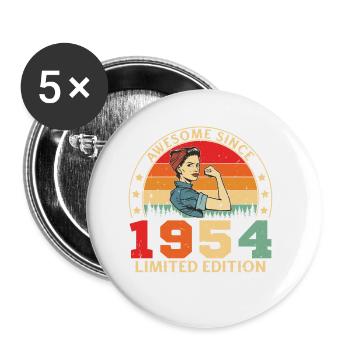 1954 Women's Birthday Limited Edition Vintage - Buttons klein 25 mm (5er Pack) - Weiß - Vorne