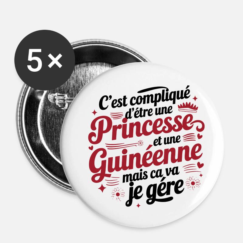 Guinean Princess - Buttons small 1''/25 mm (5-pack) - white