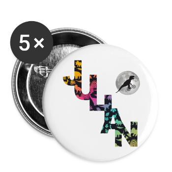 JULIAN - Beautiful boy name with dinosaur - Buttons small 1''/25 mm (5-pack) - white - Front