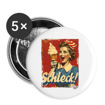 Fröhliche 1950er-Hausfrau mit Eiscreme – Schleck! - Buttons klein 25 mm (5er Pack) - Weiß - Vorne