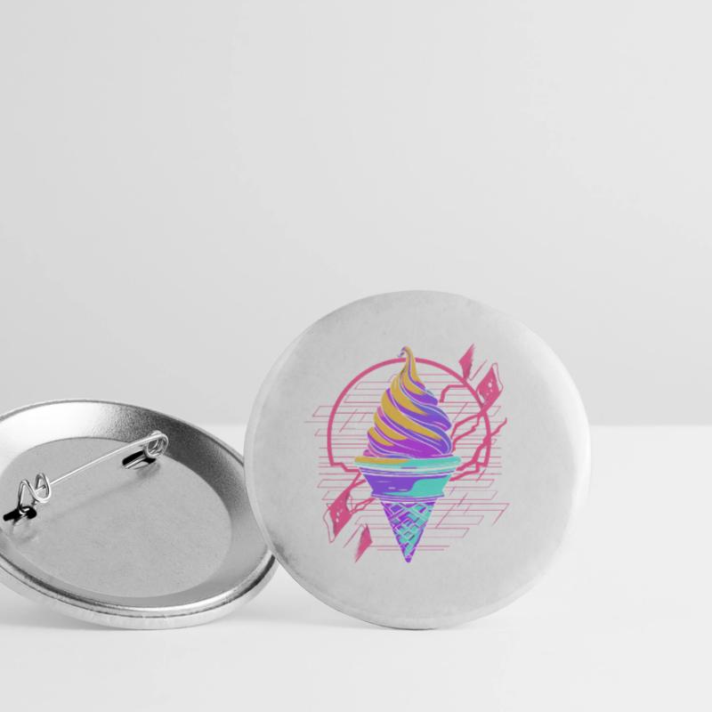 Cornet de crème glacée Synthwave Lot de 5 petits badges (25 mm)