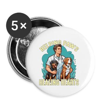 Technicien vétérinaire aidant Paws Amoureux des animaux - Lot de 5 petits badges (25 mm) - blanc - Devant