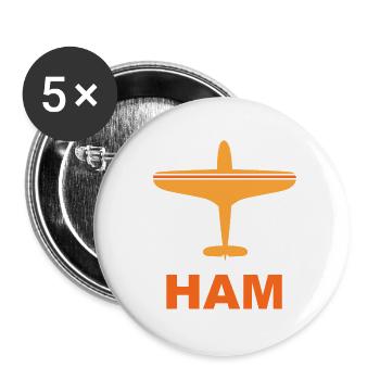 Aéroport de Hambourg - HAM - Cité hanséatique - Elbe - Lot de 5 petits badges (25 mm) - blanc - Devant