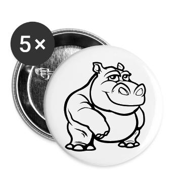 hippopotamus - Buttons small 1''/25 mm (5-pack) - white - Front