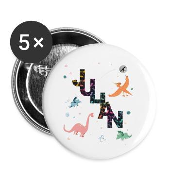 JULIAN - Beautiful boy name with dinosaur - Buttons small 1''/25 mm (5-pack) - white - Front