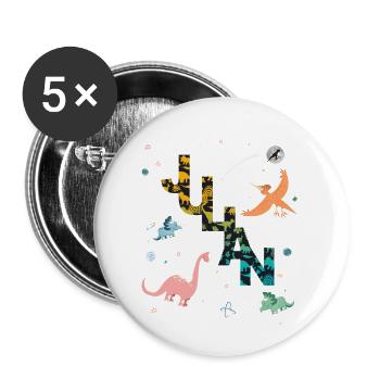 JULIAN - Beautiful boy name with dinosaur - Buttons small 1''/25 mm (5-pack) - white - Front